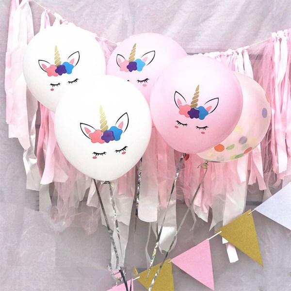 Enhjørning Balloner Latex Enhjørning Fødselsdagsfest Dekorationer til Piger Folieballoner Sæt Pink Stjerne og Skyballon Bryllup Baby