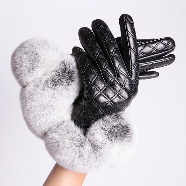 Winter Sheepskin Gloves Warm Elegant Touch Screen Rabbit Fur Gloves Mittens