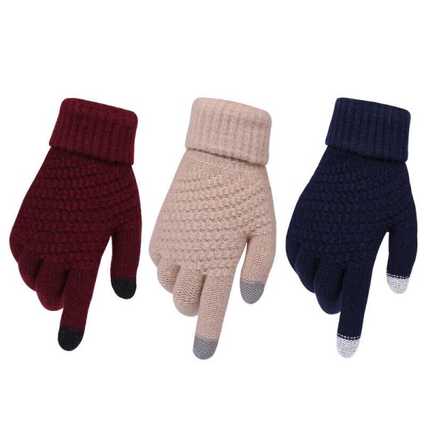 Women's Couple Knitted Gloves Touch Screen Mittens