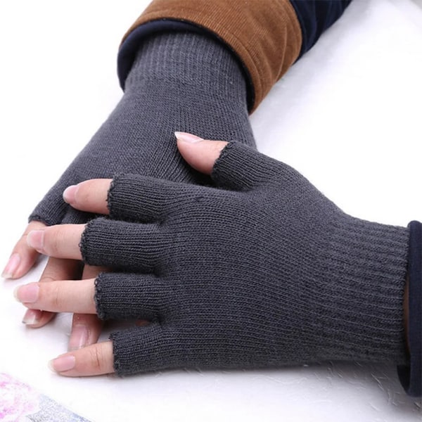 Black Half Finger Fingerless Gloves For Women Men Wool Knit Wrist Cotton Gloves Winter Warm Workout Gloves Mittens Winter