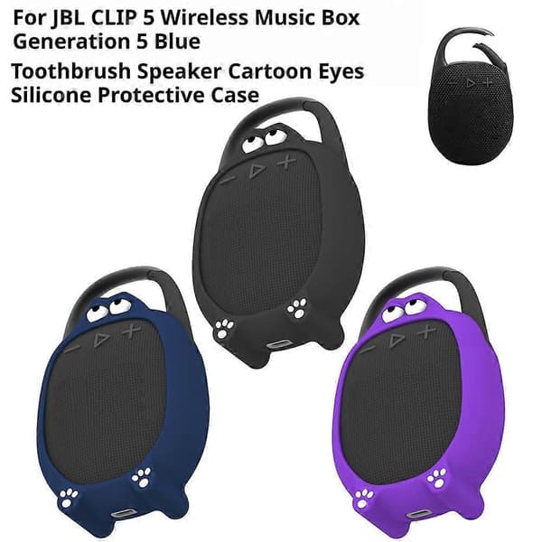 Tecknad silikonfodral för JBL CLIP 5 - Stötsäkert högtalarfodral Blue 1pcs