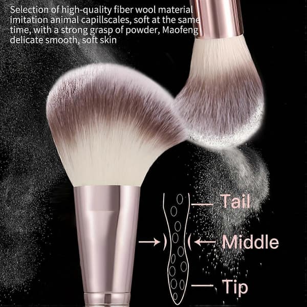 44-dele brunt makeupbørstesæt, professionelt makeupværktøjssæt, multifunktionelt makeupværktøjssæt, inkluderer ansigtsmakeup-tilbehør, foundationbørste s
