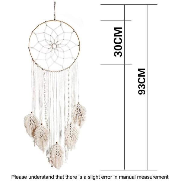 Handgjord drömfångare Macrame väggdekoration Boho vävd gobeläng väggdekor (YJD) beige