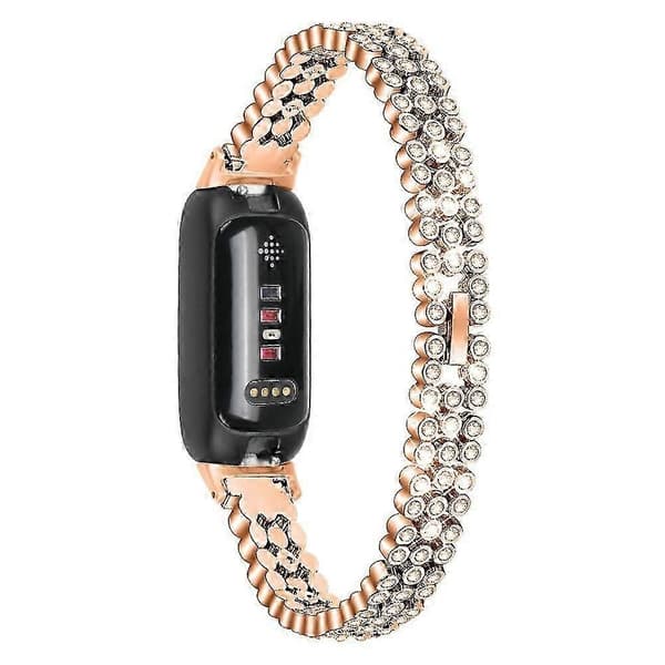 For Fitbit Inspire 3 Rhinestone Dekor Legering Håndleddsrem Erstatning Smartklokkebånd Style B