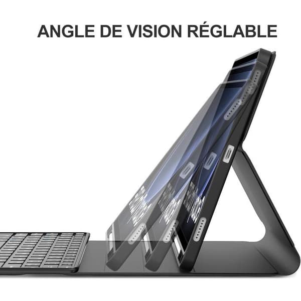 French Keyboard for Samsung Galaxy Tab S10 Lite/S10 FE 10.9'/ S9 FE 10.9'/S9 11', Detachable Keyboard Case with Touchpad, Black