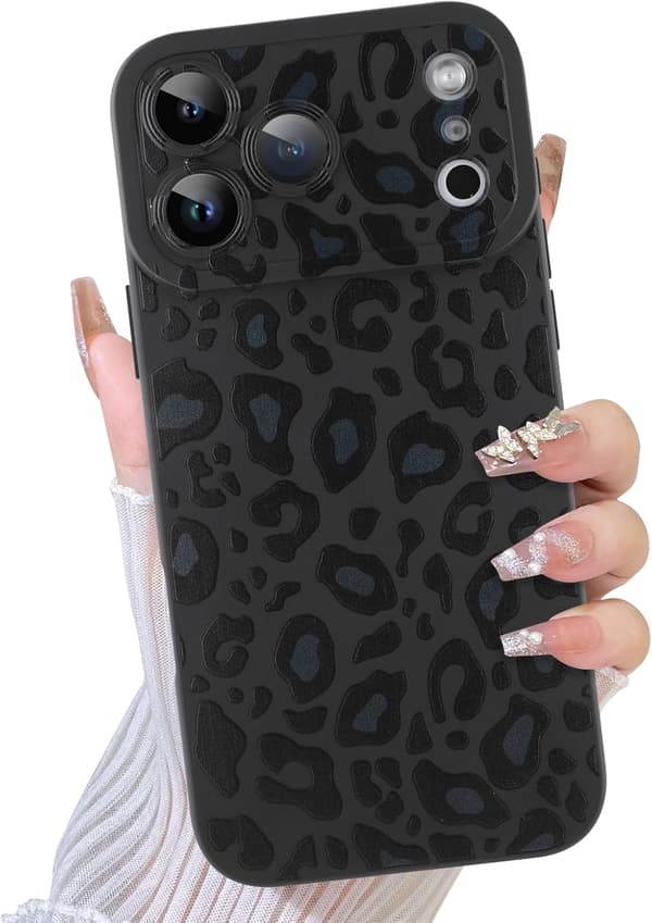 Kompatibel med iPhone 17 Pro Max Deksel 2025 Søtt Mønster Leopardtrykk Gepard Kamerabeskyttelse, Gepardmønster Støtsikker Silikon for Jenter