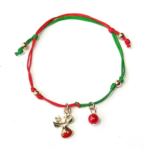 10 st julhandstickat armband julklappar, stil: älg 2