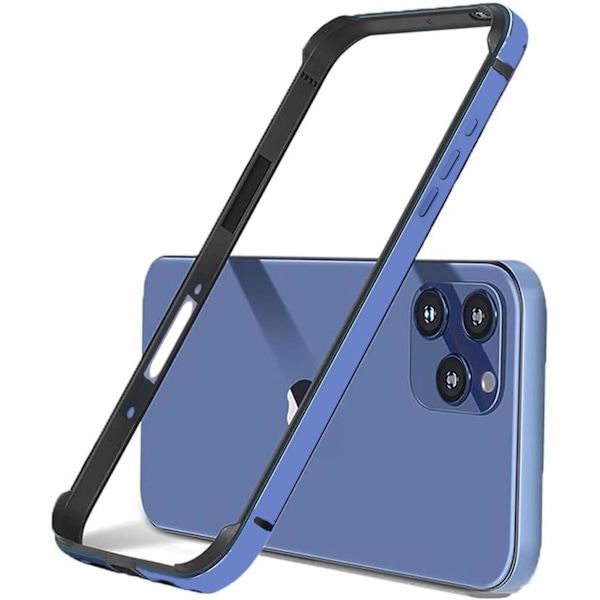 Ny Aluminiumram Metallstötfångare Smal Hårt Skal för iPhone 16 Pro Max, Metallramsskydd med Mjuk Inre Stötfångare, Upphöjd Kant Skydd (Guld B) Blue For iPhone16 Plus