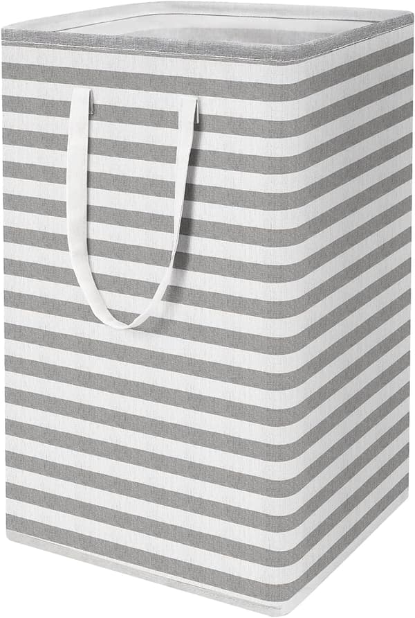Large Laundry Basket - Freestanding Waterproof Laundry Hamper with Extended Handle - Foldable Tall Laundry Basket Stripe