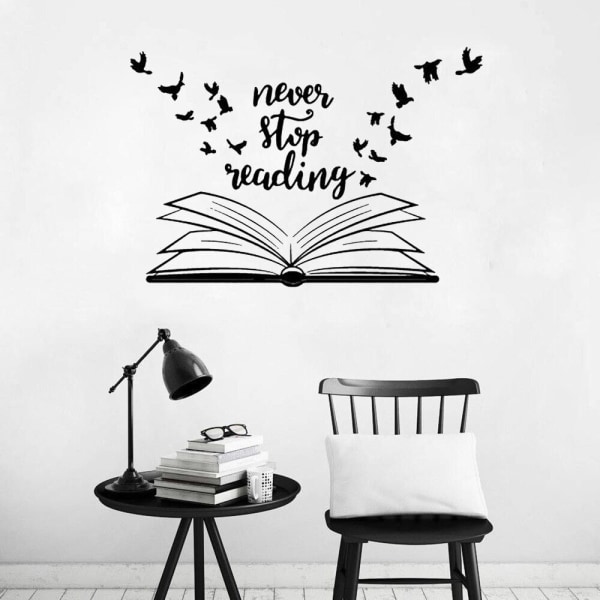 Never Stop Reading Wall Decals Library School Classroom Book Study Room Sticker