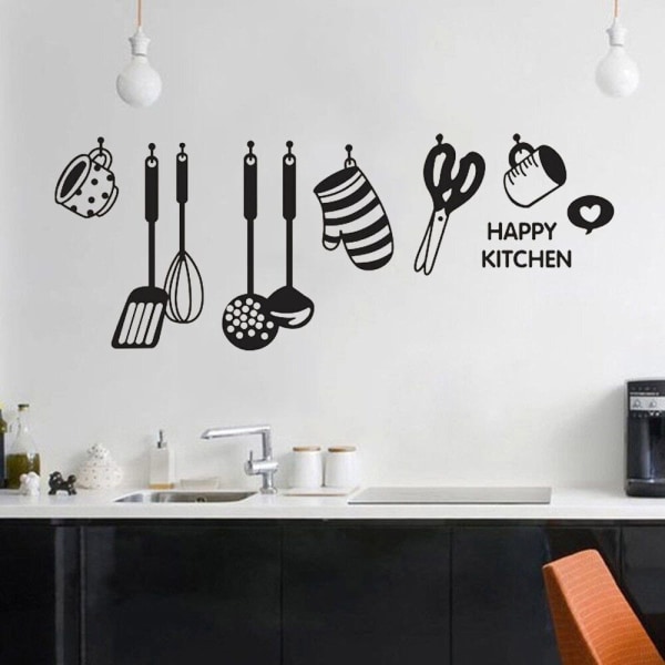 Kitchen Wall Stickers Fun Design Cook Utensils Home Restaurant Self-adhesive