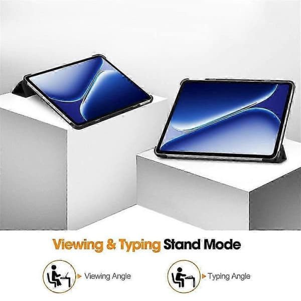 Kompatibelt for OnePlus Pad Go 2-deksel Anti-fall Lær Stativ Nettbrettdeksel Black