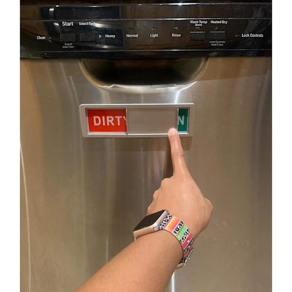 Rengör smutsig skylt diskmaskin magnet diskmaskin skylt ren smutsig skylt för kylskåpsdekor Silver