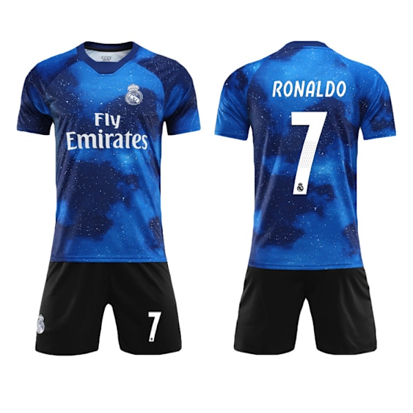 Real Madrid Fotbollströja Regnbåge Stjärnupplaga Ronaldo Nr 7 Fotbollströja Kit för Barn Vuxna C 28(150-160CM)