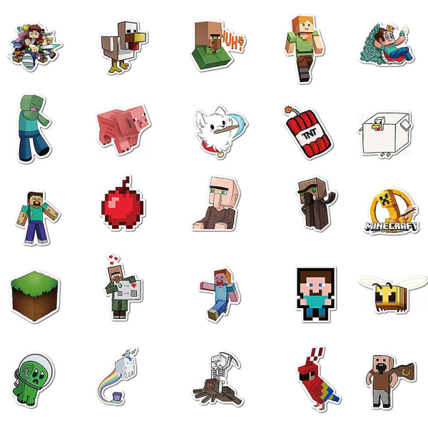 100 st Minecraft äventyrsspel klistermärken Pack, färgglada vattentäta klistermärken för vattenflaskor, skateboards, bärbar dator för tonåringar Barn Vuxna