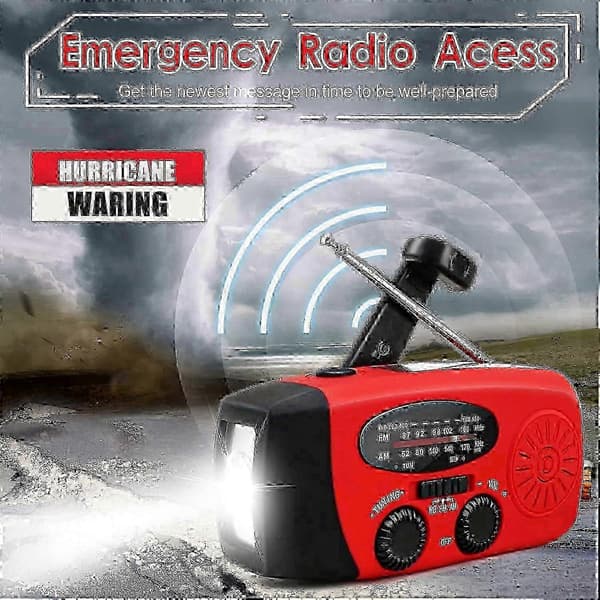 Nødradio med håndsveiv og LED-lommelykt - AM/FM NOAA Bærbar Værradio