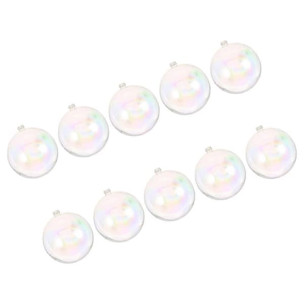 Iriserande plastprydnadsbollar för julgransupphängning, 10-pack