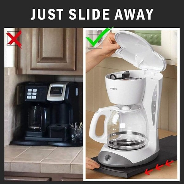 Svart multifunktionell utdragbar bricka för kök, utdragbar matta för kaffebryggare, mixer, köksmaskin, hushållsapparater, brödrost