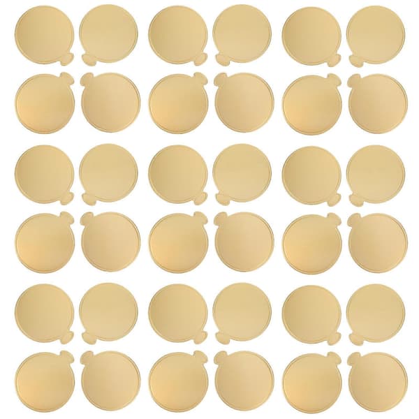 100 st minikakbrädor - Rund gyllene bricka Mousse Cupcake Bas Papperstallrikar Cirkel Dessertbräda Dessertfoder för Konditori Catering Party Kakfat