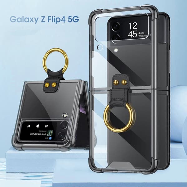Mobilskal för Samsung Flip4 med vikbar airbag-ring och fallskydd transparent
