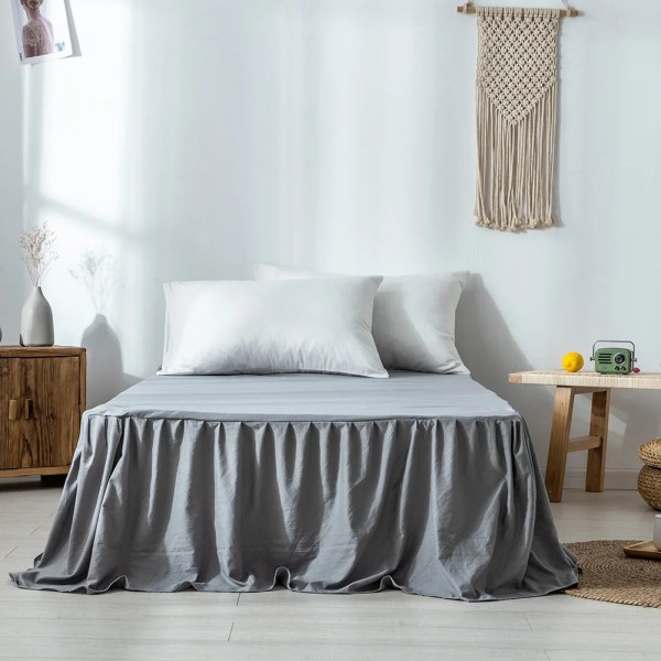 Luxury Solid Color Bed Skirt Single Bed Sheet Breathable Bed Cover Hotel Bedroom Bedding