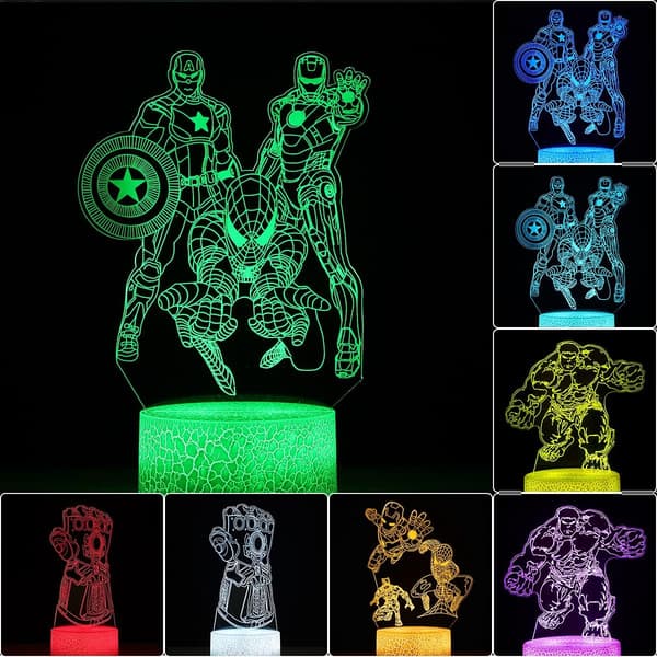 Avengers 3D Anime Lampe, 4 mønstre 16 farveskift jul