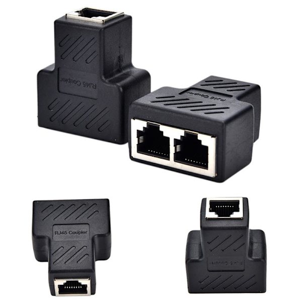1 til 2 LAN Ethernet Netværkskabel RJ45 Splitterstik Adapter - Perfekt