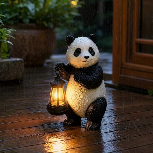 Solar Panda Havefigur Lys – IP65 Vandtæt – til Terrasse & Gårdsplads Indretning 30cm