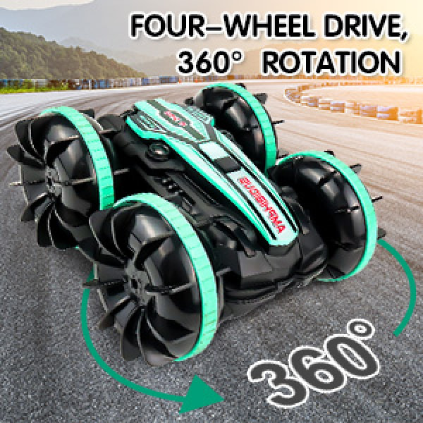 Fjernstyrt Amfibisk 4WD Vanntett Stunt Offroad Bil for Barn 2,4 GHz Fjernkontroll 360° Roterende Fjernstyrt Bil Vann- Perfekt