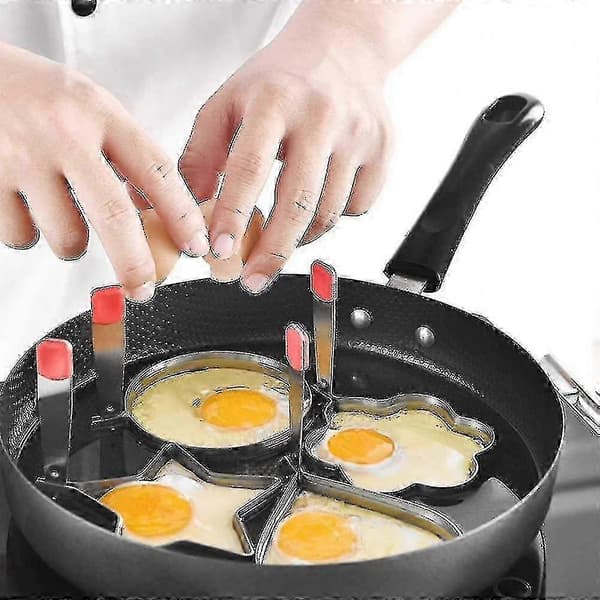 Egg Shaper Egg Ring Rustfritt Stål Omelettform Non Stick Matlagningspannekakeverktøy, 4-pakningsform (Hjerte) QHHJV