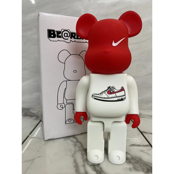 Bearbricks 400% voldelig bjørn byggeklodser bjørnmodel håndlavet samlerlegetøj gave mode ornament skulptur statue 28CM Red White