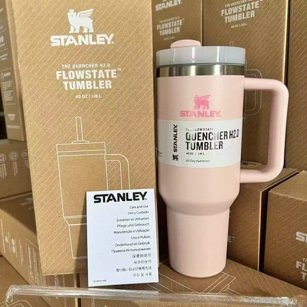 Stor 1,2L Termokopp i Rustfritt Stål med Håndtak og Sugerør for Bilturer Rosa Pink