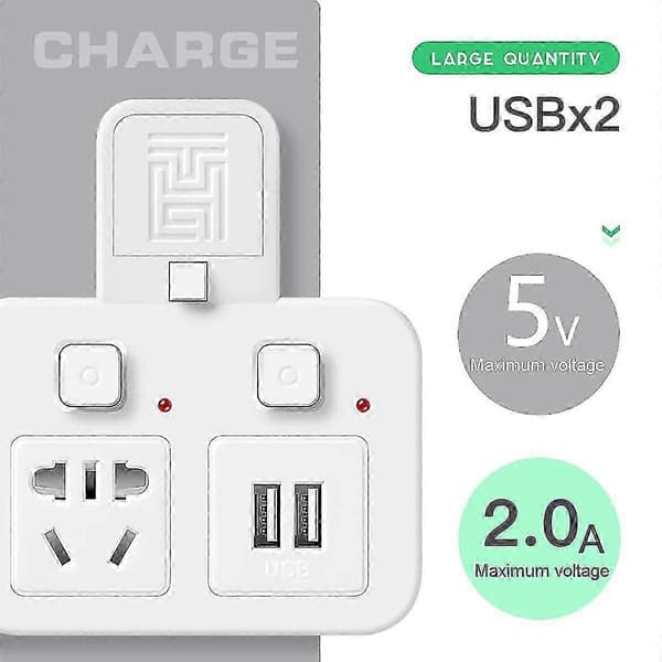 Multifunksjonell husholdnings 4-veis USB-pluggforlengelseskontakt med LED-bryter