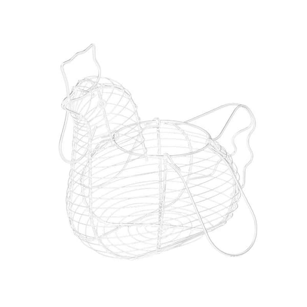 Trådkurv for egg, oppbevaringskurv for egg, påskepynt for å bære og samle frukt, mat, hønseegg, grønnsaker white