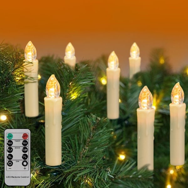 20 stk LED-juletrelys med avtakbare fjernkontrollklips, multifunksjonell LED-elektronisk styring, dryppende effekt