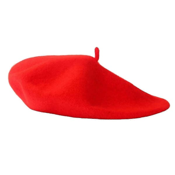 Basker Retro Flekkbestandig Ensfarget God Elastisk Fin Tekstur Kle Opp Bærbar Klassisk Elastisk Fransk Basker For Ferie Rød Red