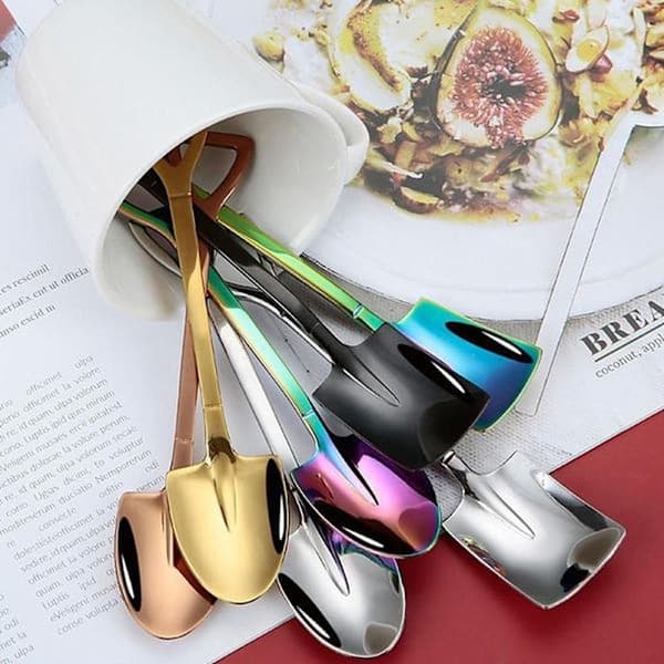5 st Kaffesked Spade Tesked SILVER SPETSAD - högkvalitativ Silver Spetsig