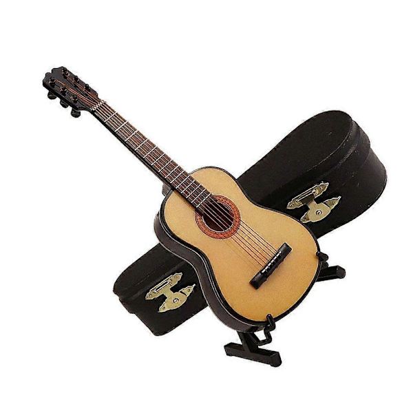 1 Set Mini Gitarr Modell Mini Gitarr Prydnad Realistisk Mini Instrument Gåva Khaki 8x2.9cm