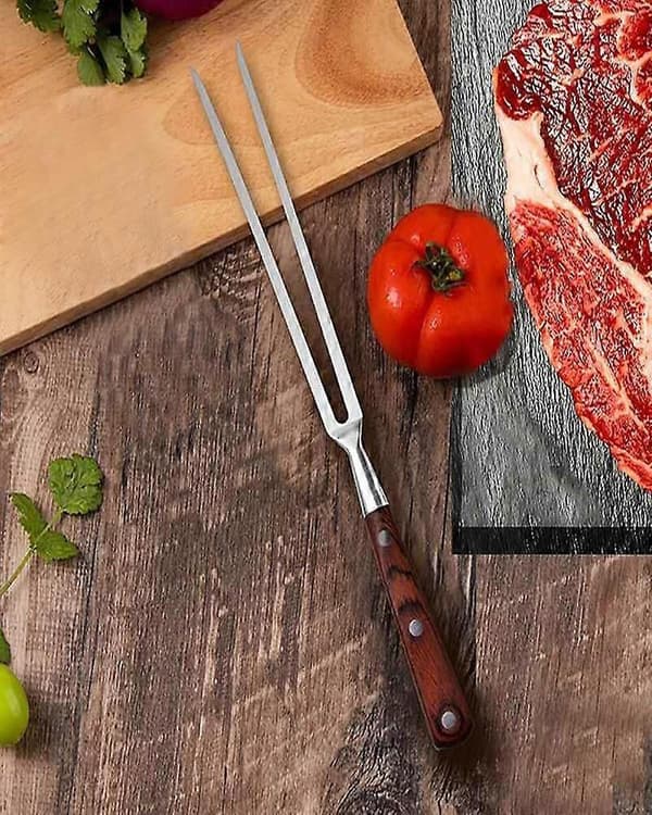 Kraftig stegegaffel i rustfrit stål til tilberedning af kød, fjerkræ og kalkun