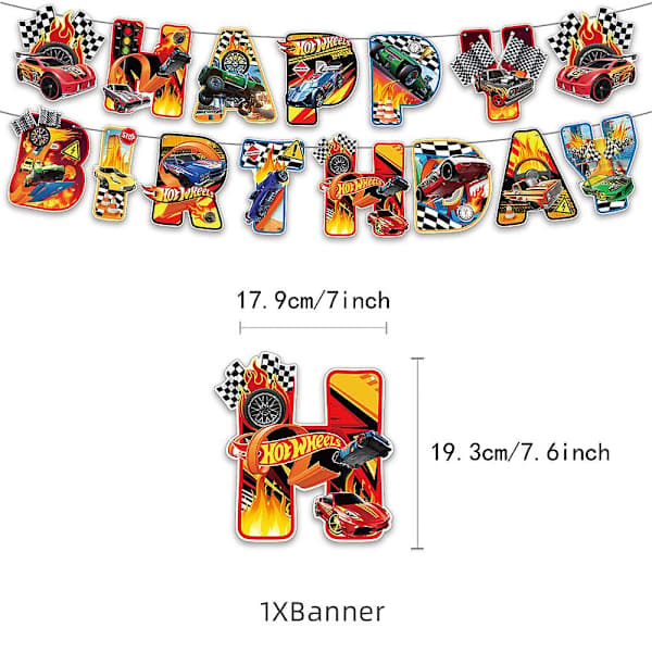 Hot Wheels: Beat That Bursdagsfesttilbehør Banner Ballonger Kaketopper Dekor [fw}