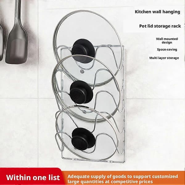 5-lags vægmonteret stativ - Køkkenlågsholder Organizer Black