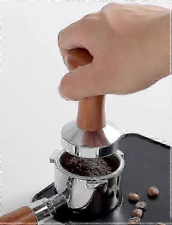 Mørkebrun kaffetamper i rustfritt stål, barista espressotamper egnet for kaffemaskin