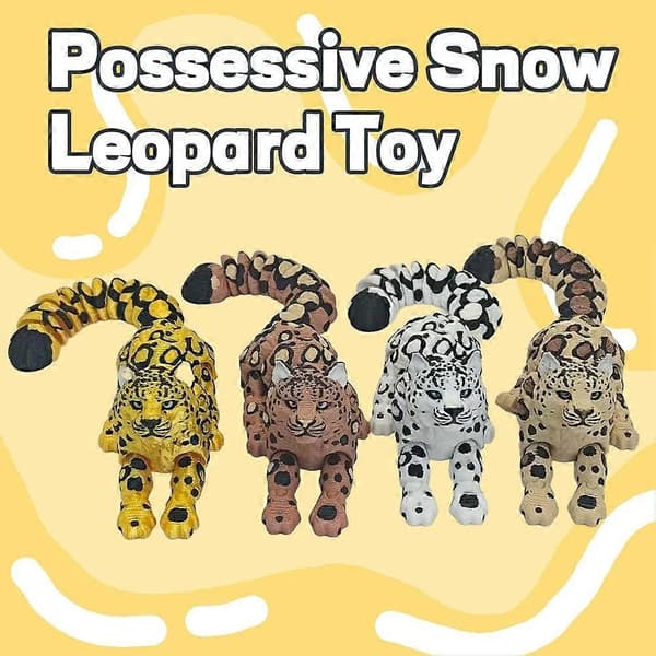3D-printede vilde dyreminiaturer, bevægelige figurer med flere led, samlerobjektgave Clouded Leopard