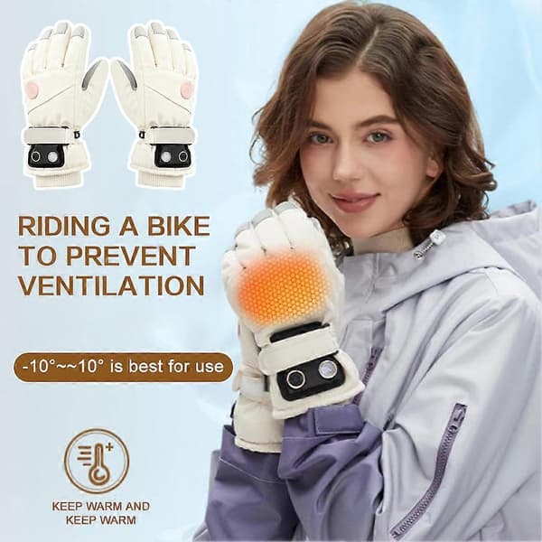 Opvarmede handsker til mænd og kvinder Vinterhåndvarmer Vindtætte skihandsker Unisex termohandsker til kørsel Black
