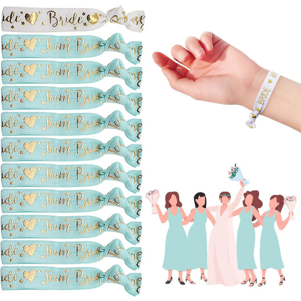 1 Brud + 10 Team Bride, Team Bride Armband, som accessoar och dekoration för svensexa, möhippa, hårscrunchies