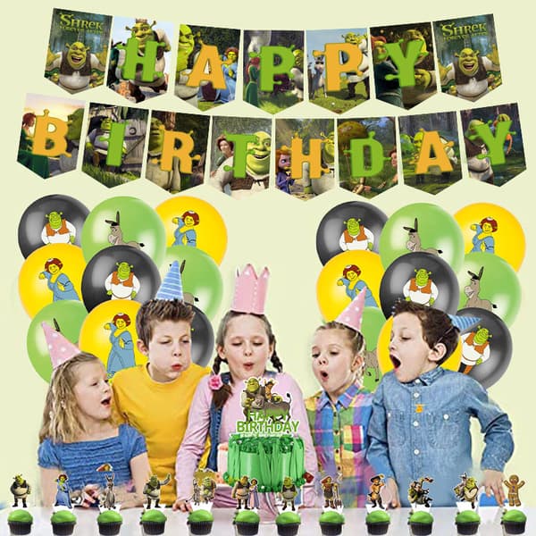 31st Shrek Theme Birthday Party Decoration Pull Up Banner