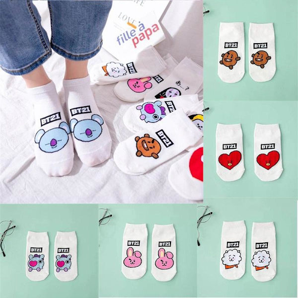 KPOP BT21 BTS Søde Korte Strømper{hw}
