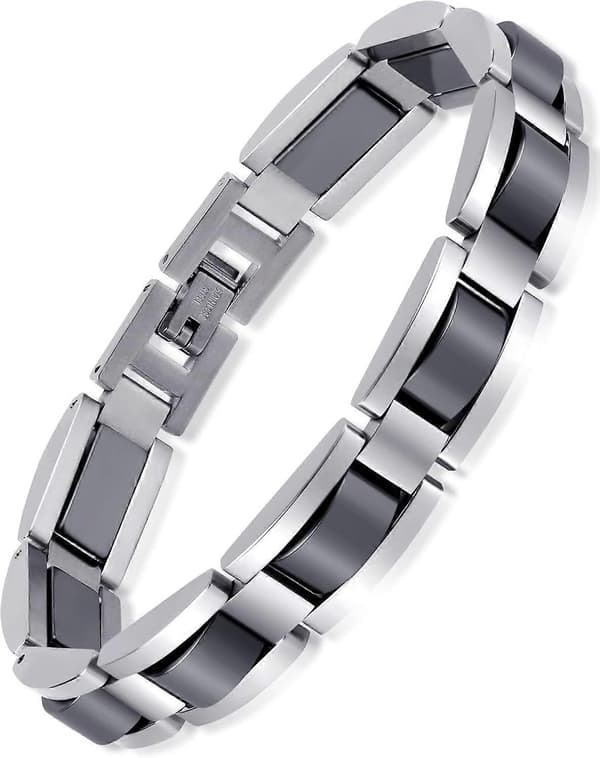 Magnetarmbånd til mænd, klassisk sort titanium rustfrit stålarmbånd med Black