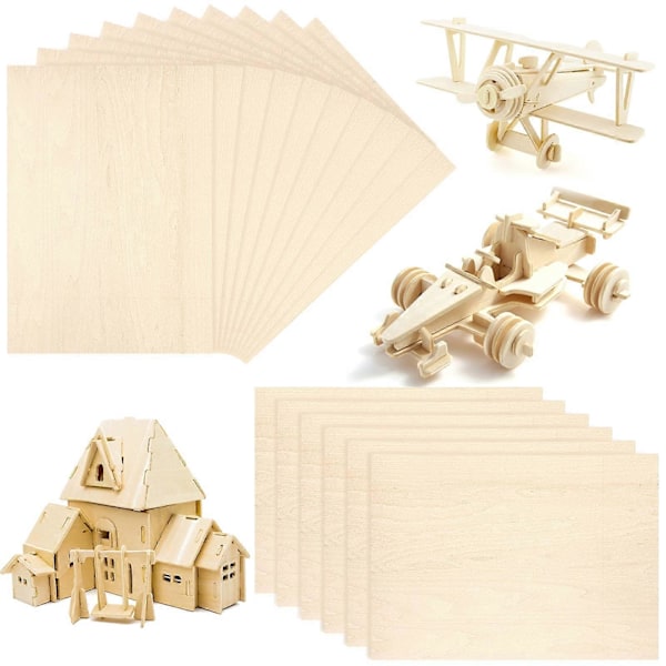 10 stk. Balsatreplater, Treplywood Hobbytrebrett for DIY Håndverk Tremodell (150 x 150 x 1,5 mm)