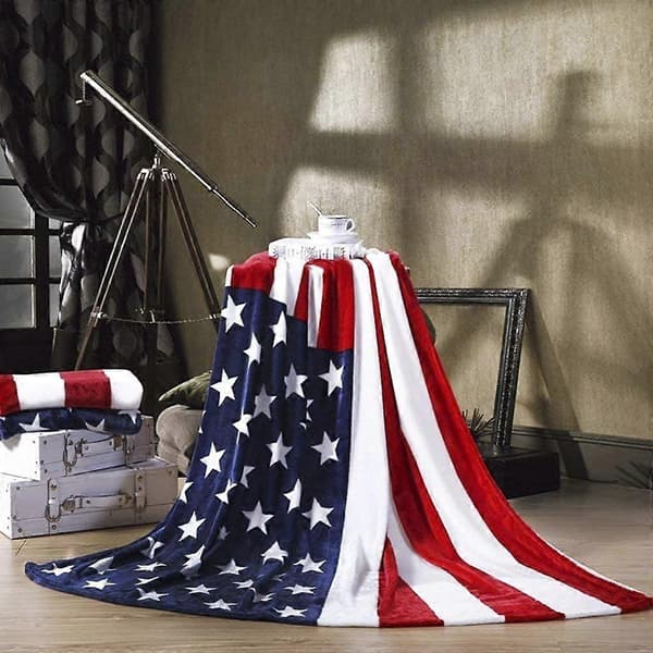 Flanellteppe Mikrofiberteppe Varmt Sengeteppe USA-flagg Fleece
